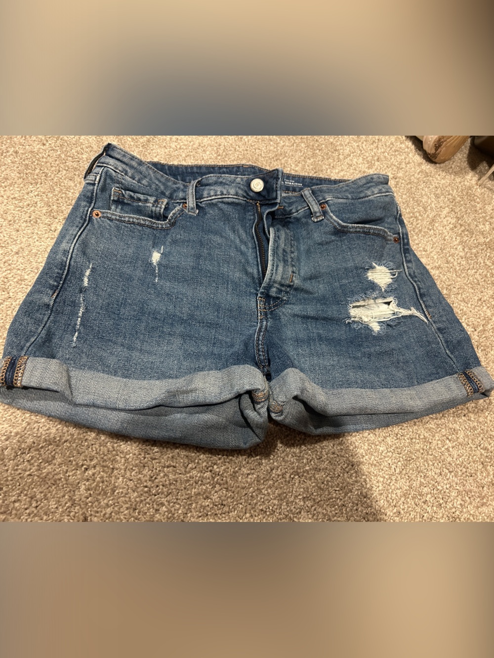 Old Navy Distressed Roll-Cuff Jean Shorts - Blue